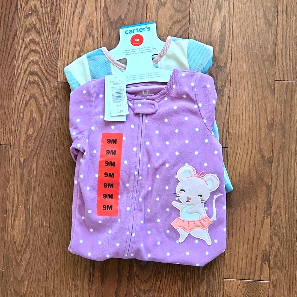 Carters Flannel Onesies with footies - BNWT